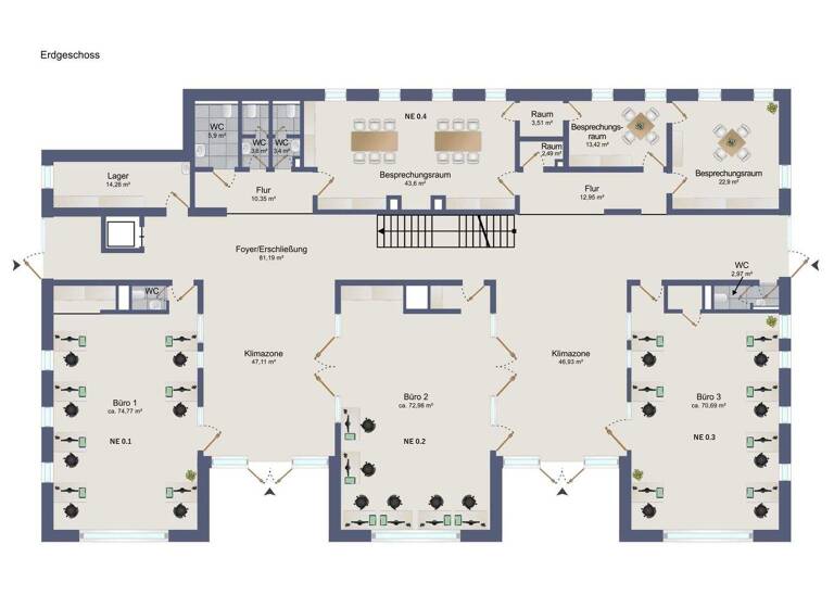 Büro zur Miete provisionsfrei 693 € 1 Zimmer 72,9 m² Bürofläche Seeheim Seeheim-Jugenheim 64342
