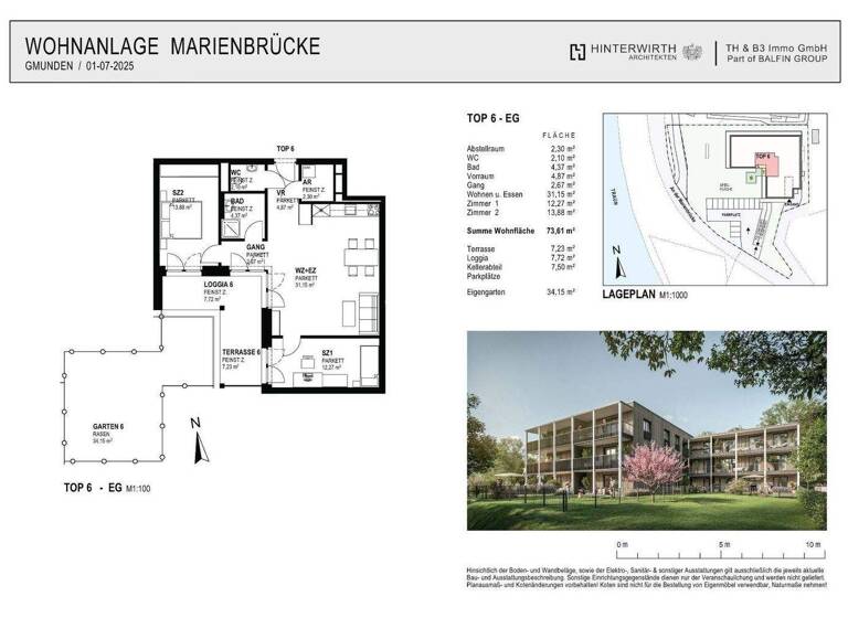 Wohnung zum Kauf - Erstbezug 520.000 € 3 Zimmer 73,6 m² Gmunden 4810