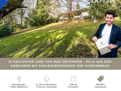 Einfamilienhaus zum Kauf 980.000 € 10 Zimmer 333 m² 1.840 m² Grundstück Oberer Rebberg 16 Bad Säckingen Bad Säckingen 79713