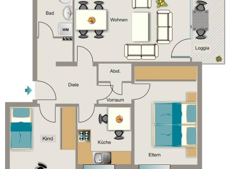 Wohnung zur Miete nur mit Wohnberechtigungsschein 338 € 3,5 Zimmer 73,3 m² 2. Geschoss Südberg 61 Innenstadt Ahlen 59229