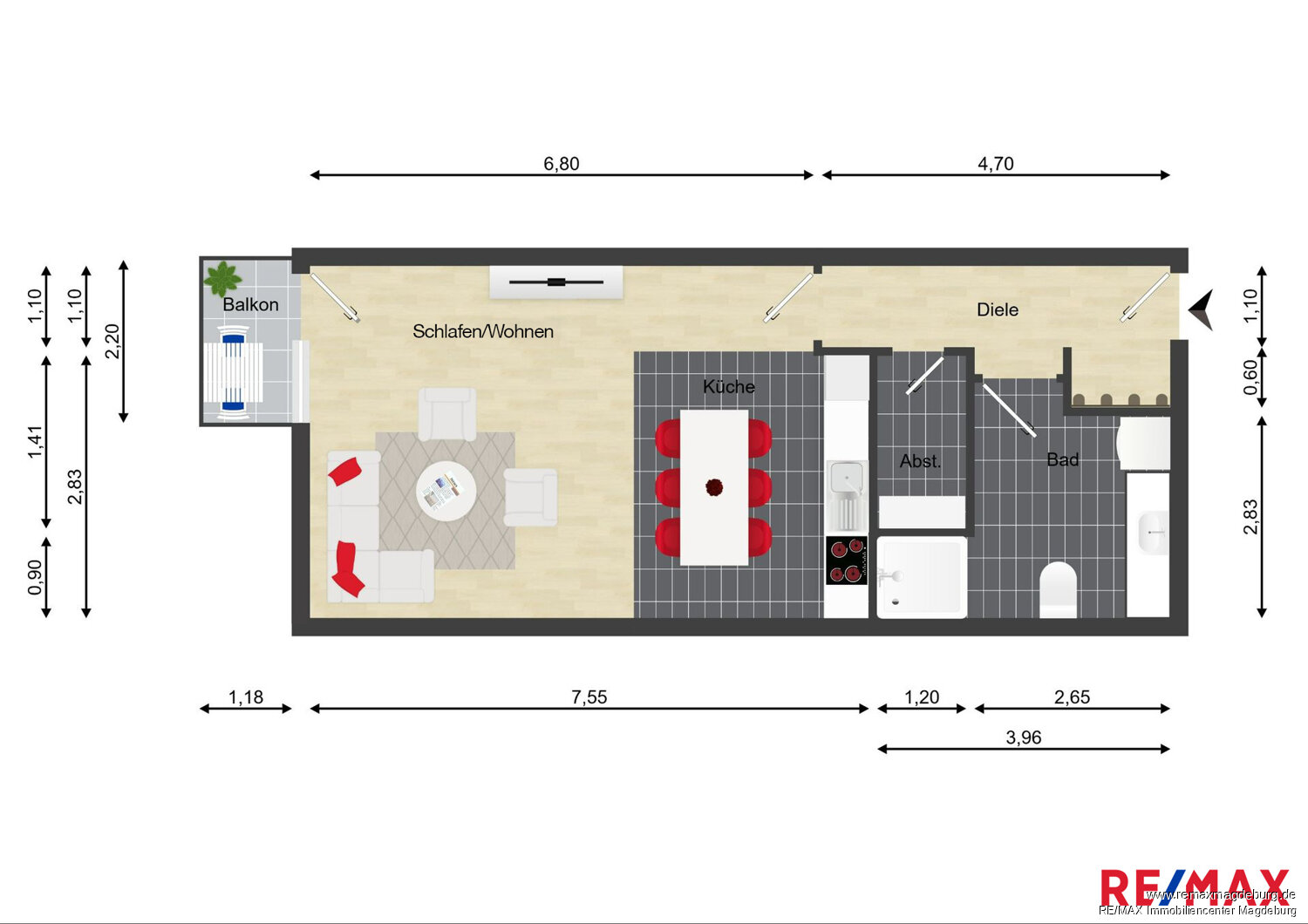 Wohnung zum Kauf 245.800 € 4 Zimmer 120 m²<br/>Wohnfläche ab sofort<br/>Verfügbarkeit Wiesengrund / Zur Pappel Magdeburg / Cracau 39114