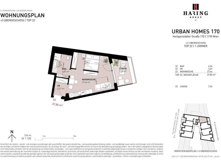 Studio zum Kauf - Erstbezug 309.500 € 1 Zimmer 37,9 m² 3. Geschoss Heiligenstädter Straße 170 Wien 1190