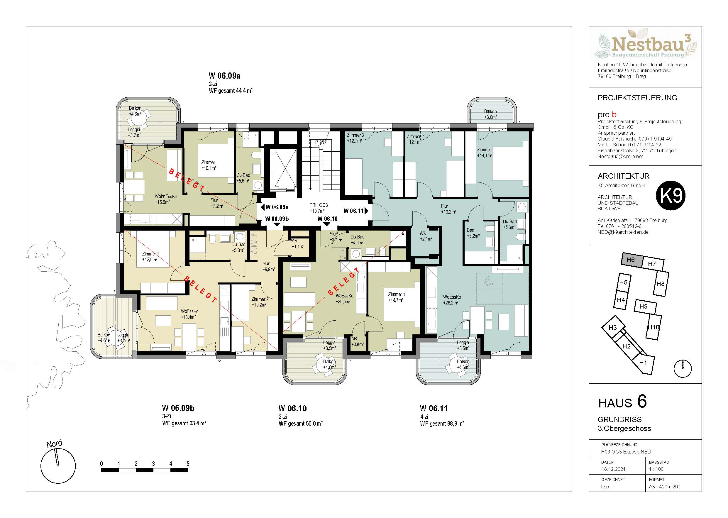 Wohnung zum Kauf provisionsfrei 618.600 € 4 Zimmer 98,9 m²<br/>Wohnfläche 3.<br/>Geschoss ab sofort<br/>Verfügbarkeit Freiladestraße 6 Brühl - Güterbahnhof Freiburg im Breisgau 79106