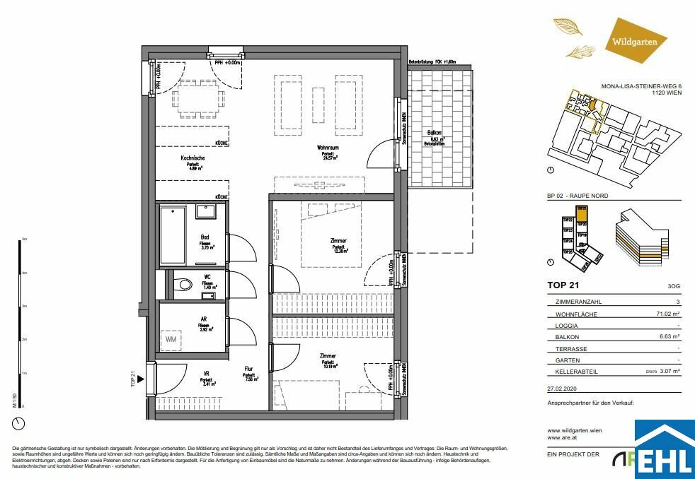 Wohnung zur Miete 945 € 3 Zimmer 71 m²<br/>Wohnfläche 3.<br/>Geschoss ab sofort<br/>Verfügbarkeit Mona-Lisa-Steiner-Weg Wien 1120