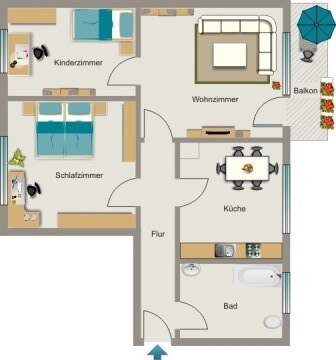 Wohnung zur Miete 485 € 3,5 Zimmer 59,7 m²<br/>Wohnfläche 1.<br/>Geschoss Römerstraße 148 Hüls - Nord Marl 45772