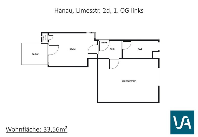 Wohnung zur Miete 335 € 1 Zimmer 33,6 m²<br/>Wohnfläche 1.<br/>Geschoss 14.01.2025<br/>Verfügbarkeit Limesstr. 2d Südost Hanau 63450