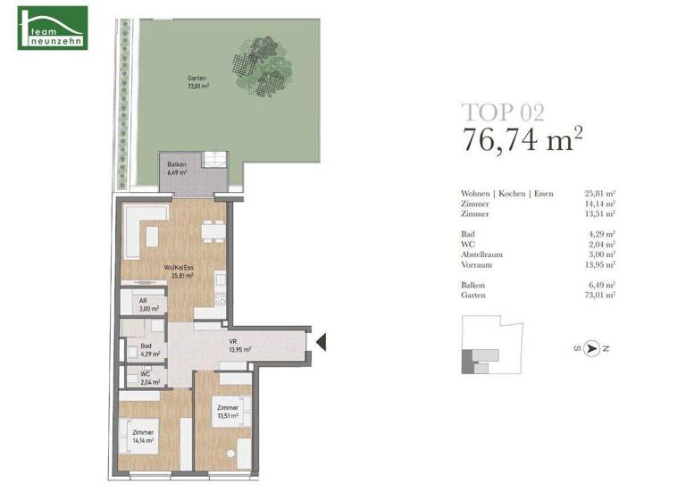 Wohnung zum Kauf provisionsfrei 416.979 € 3 Zimmer 76,7 m² EG Eggenberg Graz 8020