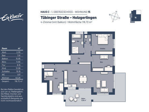 Wohnung zum Kauf - Neubau provisionsfrei 745.000 € 4 Zimmer 116,7 m² Tübinger Straße 56 Holzgerlingen 71088