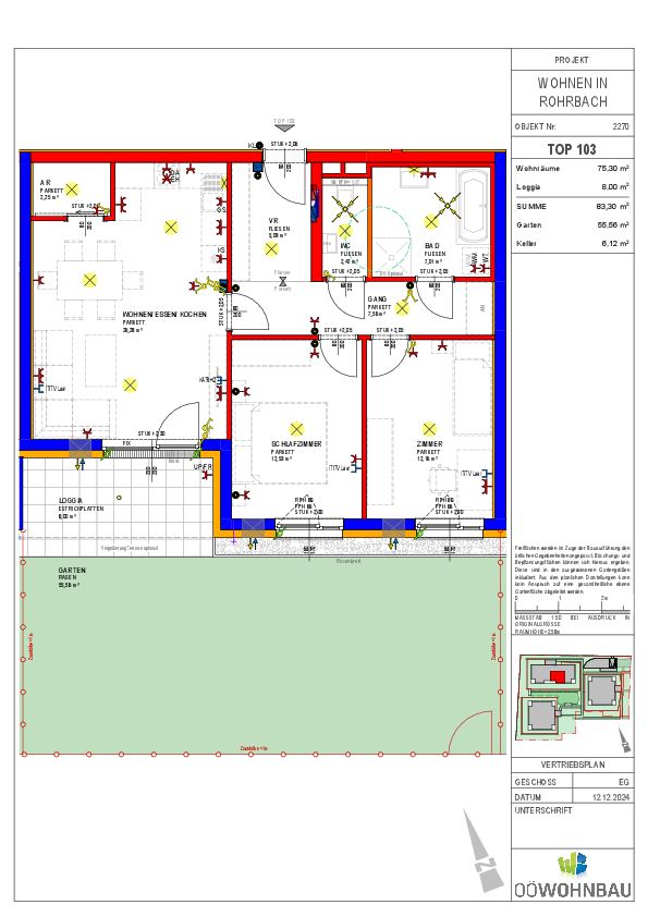 Wohnung zur Miete 817 € 3 Zimmer 75,3 m²<br/>Wohnfläche EG<br/>Geschoss Fadingerstraße Rohrbach-Berg 4150