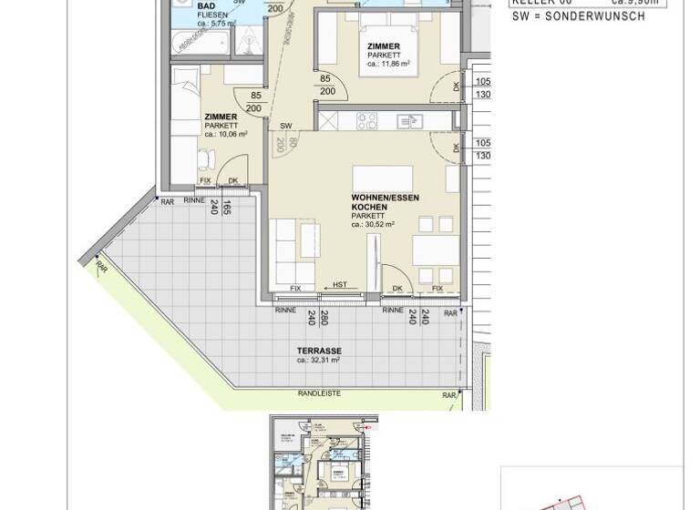 Wohnung zum Kauf 620.000 € 3 Zimmer 84,2 m² EG Kinkstraße St. Martin Klagenfurt am Wörthersee 9020
