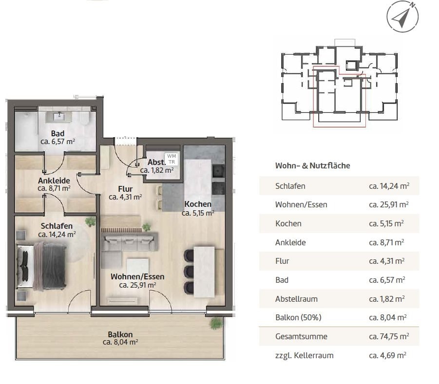 Wohnung zum Kauf provisionsfrei 495.000 € 2 Zimmer 75 m²<br/>Wohnfläche 1.<br/>Geschoss Glücksburg Glücksburg 24960