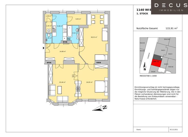 Wohnung zum Kauf provisionsfrei 391.400 € 3 Zimmer 115,1 m² 1. Geschoss Wien 1140