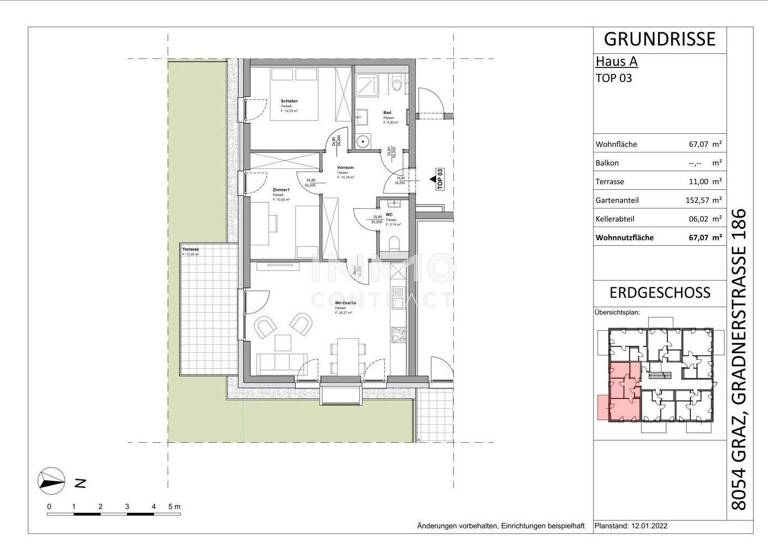 Wohnung zur Miete 707 € 3 Zimmer 67,1 m² EG Gradnerstraße 186 A Straßgang Graz 8054