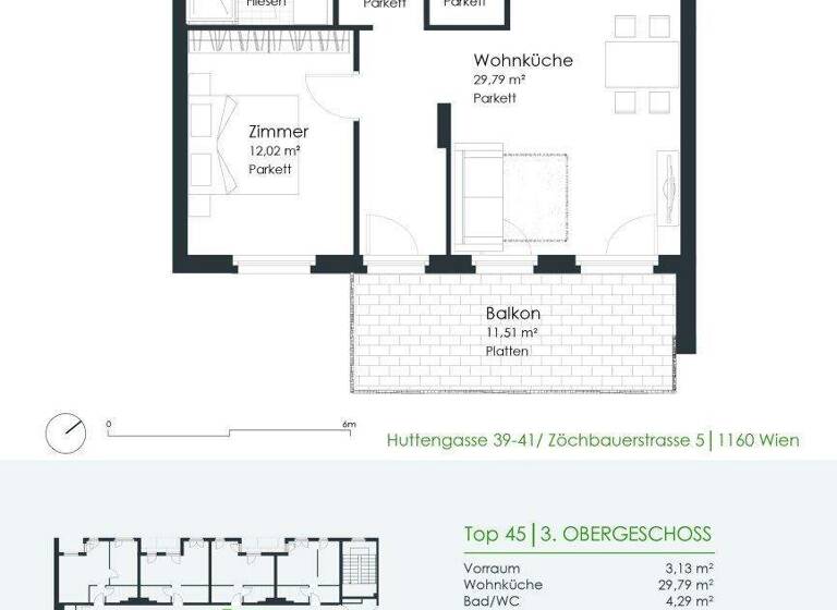 Wohnung zur Miete 808 € 2 Zimmer 51,7 m² 3. Geschoss frei ab 01.05.2026 Zöchbauerstraße 5 Wien 1160
