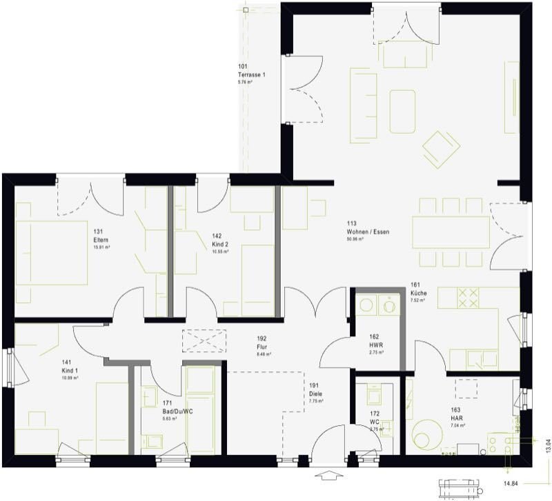 Bungalow zum Kauf provisionsfrei 301.000 € 4 Zimmer 136 m²<br/>Wohnfläche 1.190 m²<br/>Grundstück Nossendorf Sarow 17111