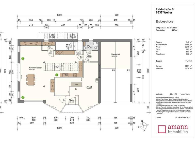 Wohnung zum Kauf 1.280.000 € 5 Zimmer 224,1 m² 3. Geschoss Feldstraße 6 Weiler 6833