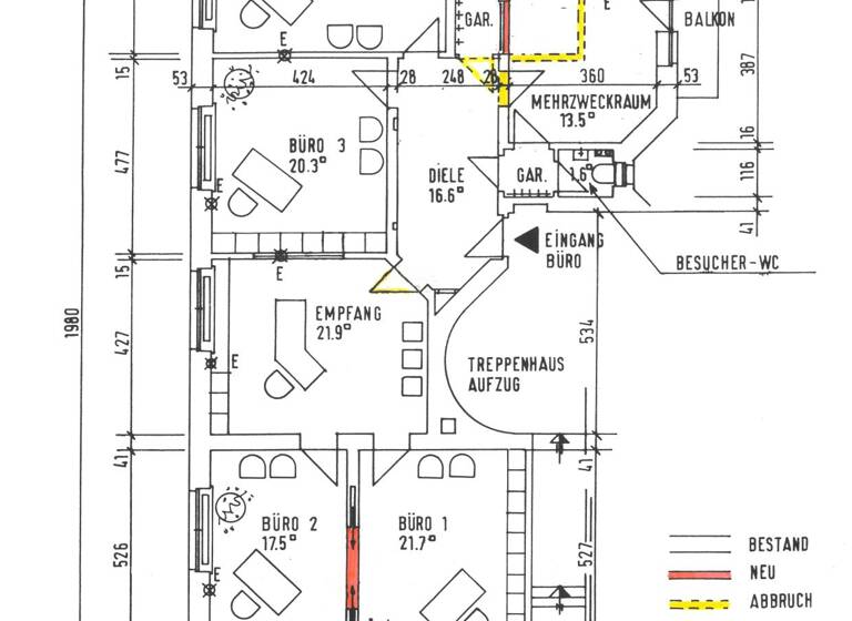 Büro-/Praxisfläche zur Miete provisionsfrei 2.200 € 5 Zimmer 146,8 m²<br/>Bürofläche Augustaanlage 30 Oststadt Mannheim 68165
