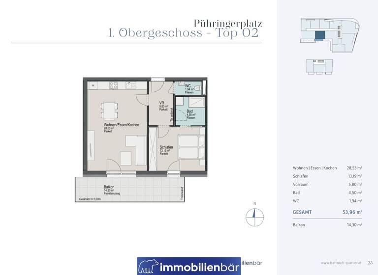 Wohnung zum Kauf 2 Zimmer 54 m² 1. Geschoss Pühringerplatz 9 Grieskirchen 4710