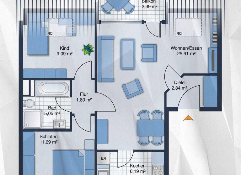 Wohnung zum Kauf 104.200 € 65,5 m² 2. Geschoss Werdohl 58791