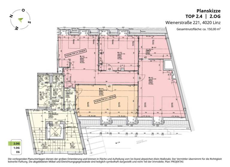 Bürofläche zur Miete 1.350 € 4 Zimmer 142,2 m² Bürofläche Wiener Straße 221 Kleinmünchen Linz 4020