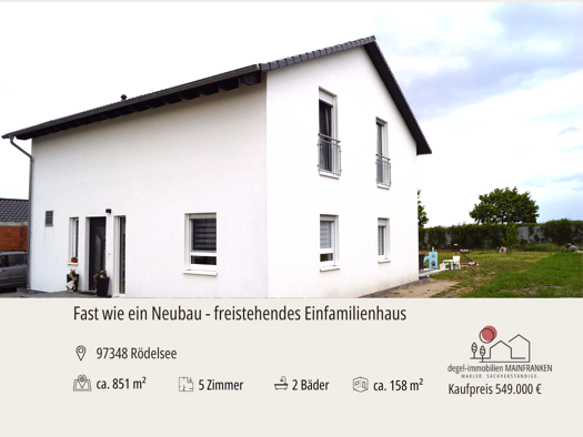 Einfamilienhaus zum Kauf 549.000 € 5 Zimmer 158 m² 851 m² Grundstück Rödelsee Rödelsee 97348