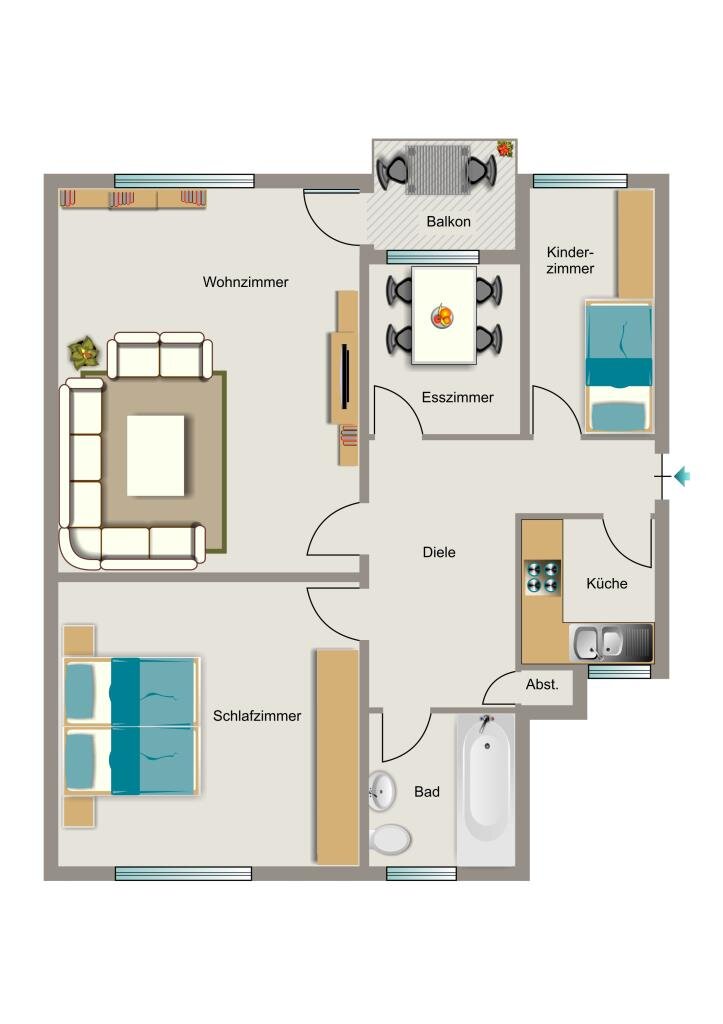 Wohnung zur Miete 586 € 3,5 Zimmer 78,1 m²<br/>Wohnfläche 2.<br/>Geschoss Luisenstraße 34 Elpeshof Herne 44628