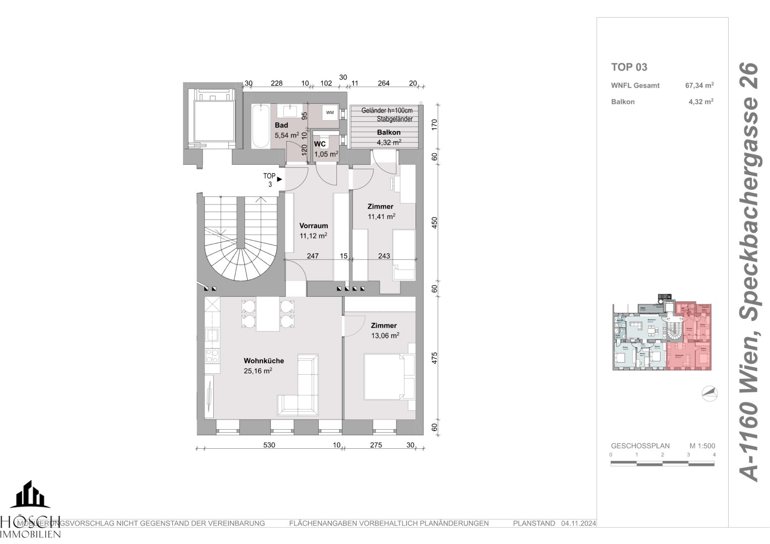 Wohnung zum Kauf 429.000 € 3 Zimmer 67,3 m²<br/>Wohnfläche 1.<br/>Geschoss Wien 1160