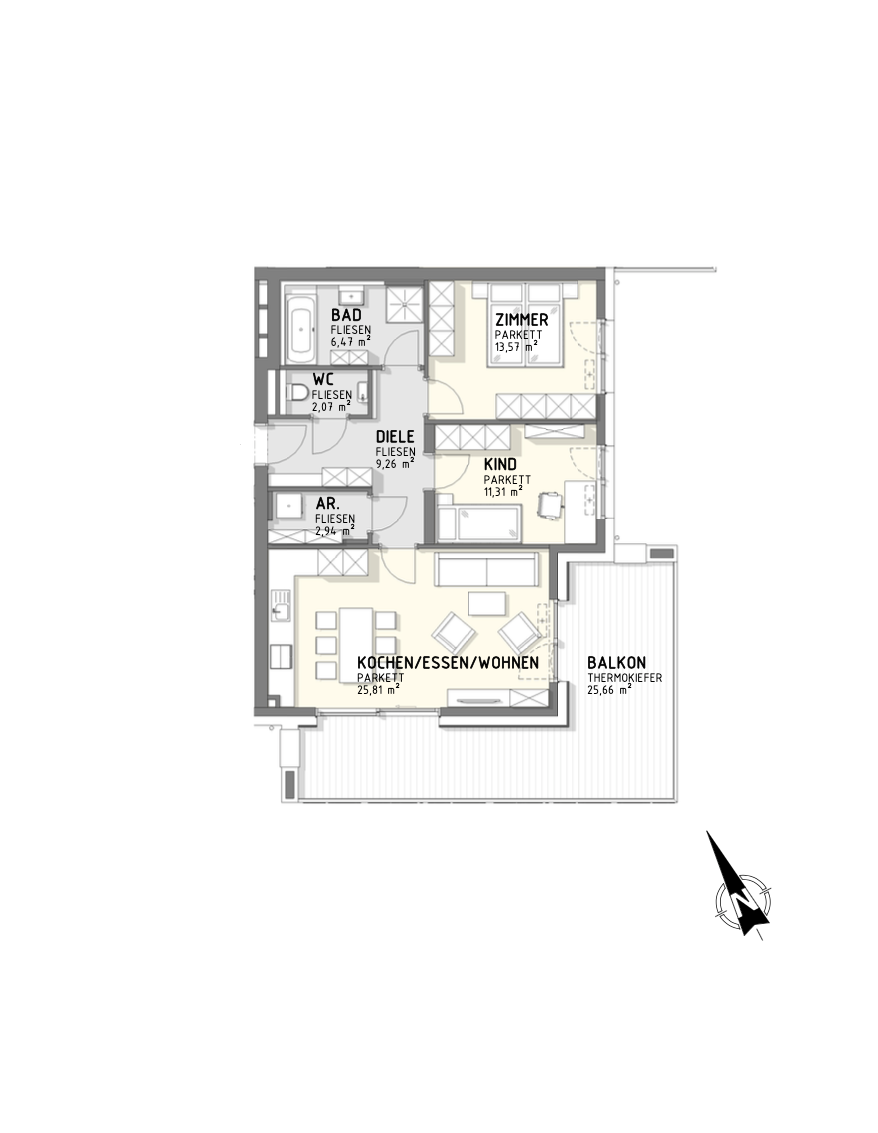 Wohnung zum Kauf 384.500 € 3 Zimmer 71,4 m²<br/>Wohnfläche St. Martin Villach(Stadt) 9500