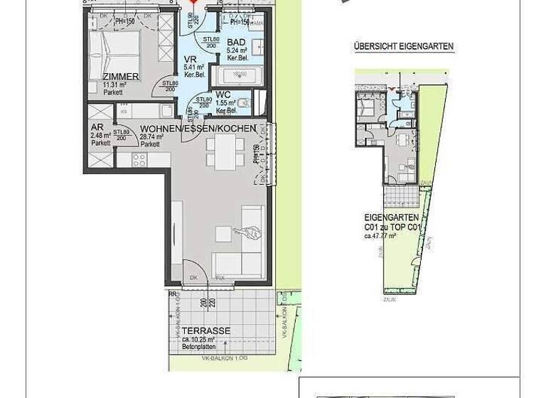 Wohnung zum Kauf - Erstbezug provisionsfrei 269.000 € 2 Zimmer 54,7 m² EG Wiener Straße Langenzersdorf 2103