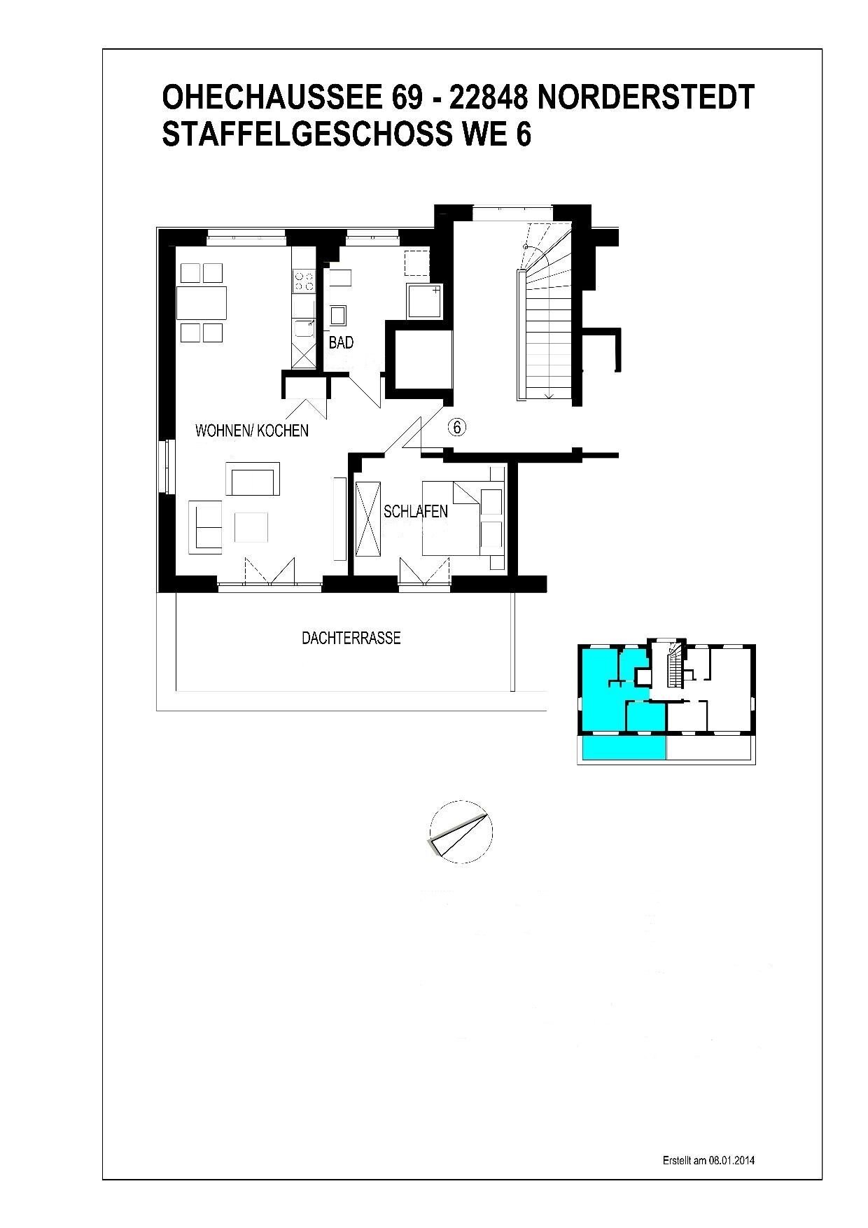 Wohnung zur Miete 840 € 2 Zimmer 62 m²<br/>Wohnfläche 2.<br/>Geschoss 01.04.2025<br/>Verfügbarkeit Ohechaussee 69 Garstedt Norderstedt 22848