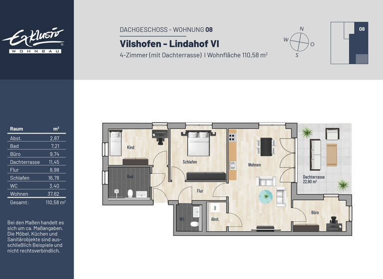Wohnung zum Kauf provisionsfrei 439.000 € 4 Zimmer 110,6 m²<br/>Wohnfläche 2.<br/>Geschoss Lindahof Vilshofen an der Donau 94474