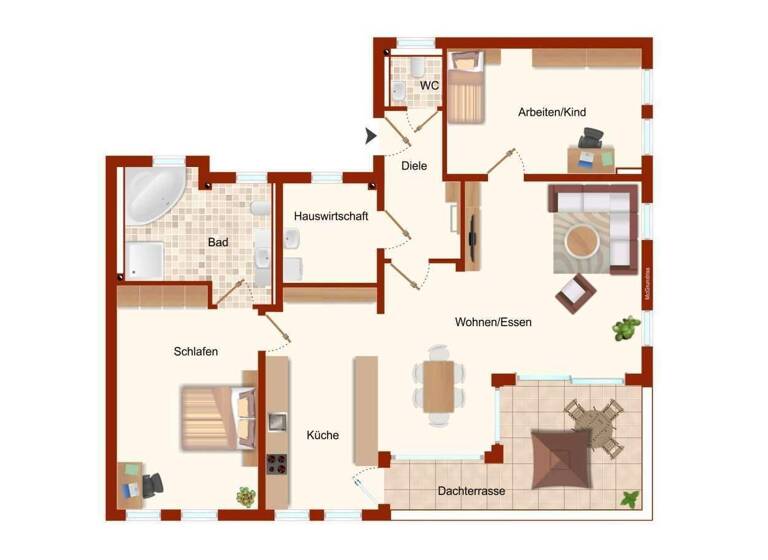 Penthouse zur Miete 1.320 € 3 Zimmer 132 m² frei ab 01.03.2026 Weidach 96479