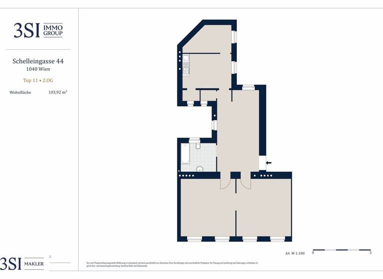 Wohnung zum Kauf - Erstbezug 750.000 € 4 Zimmer 103,9 m² 3. Geschoss Schelleingasse 44 Wien 1040