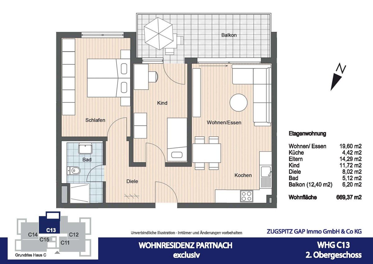 Wohnung zum Kauf 832.000 € 3 Zimmer 69,4 m²<br/>Wohnfläche 2.<br/>Geschoss Partenkirchen Garmisch-Partenkirchen 82467