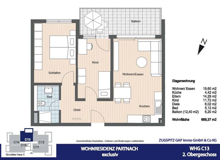 Wohnung zum Kauf 832.000 € 3 Zimmer 69,4 m²<br/>Wohnfläche 2.<br/>Geschoss Partenkirchen Garmisch-Partenkirchen 82467