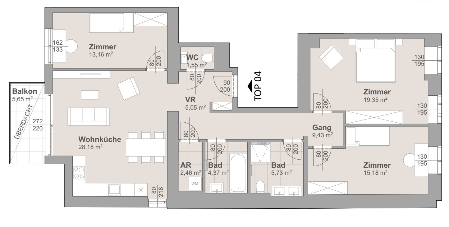 Wohnung zum Kauf 648.690 € 4 Zimmer 104 m²<br/>Wohnfläche 1.<br/>Geschoss Wien 1140