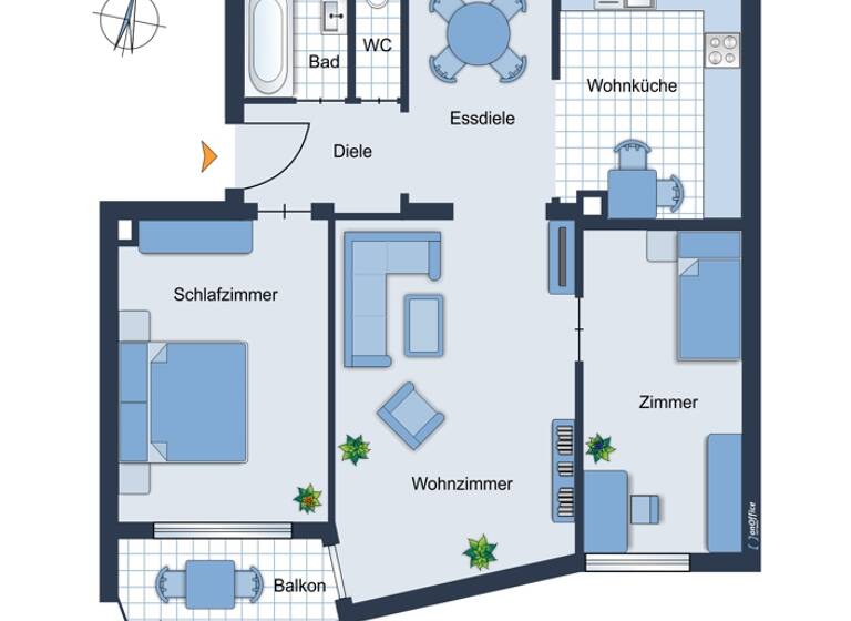 Wohnung zum Kauf 325.000 € 3,5 Zimmer 75 m² 2. Geschoss West Stuttgart 70193