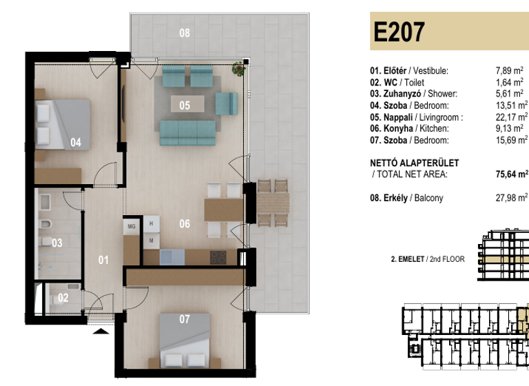 Studio zum Kauf - Erstbezug 452.500 € 3 Zimmer 75 m² 2. Geschoss frei ab sofort Siófok 8600