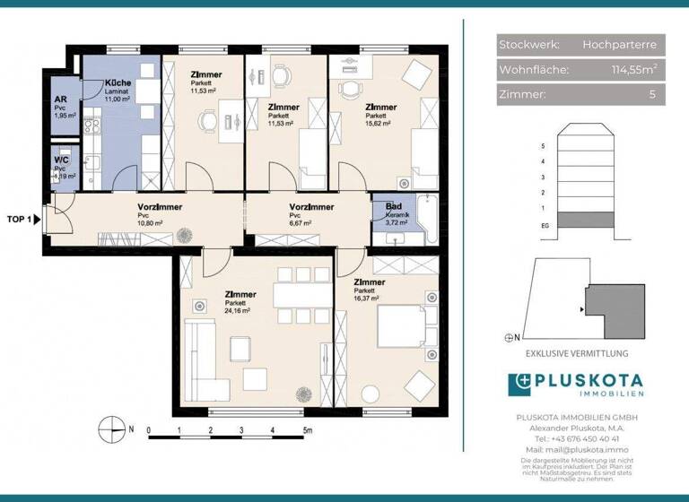 Wohnung zum Kauf 475.000 € 5 Zimmer 114,6 m² EG Wien, Döbling 1190