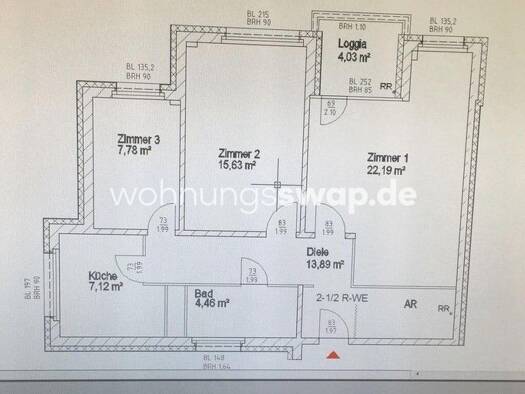 Studio zur Miete Tauschwohnung 350 € 3 Zimmer 74 m² 6. Geschoss Märkisches Viertel Berlin 13435