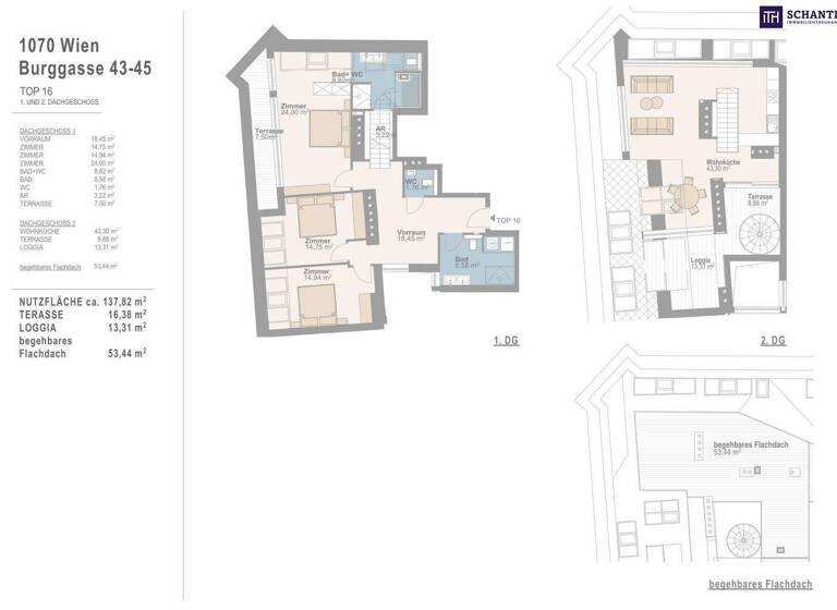 Wohnung zum Kauf - Erstbezug 1.990.000 € 4 Zimmer 137,8 m² 6. Geschoss Burggasse Wien,Neubau 1070