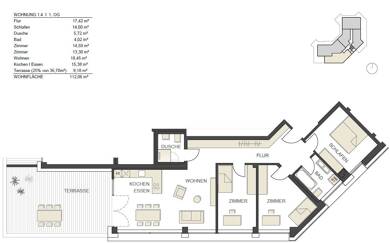 Wohnung zur Miete 1.390 € 3,5 Zimmer 112 m² frei ab 01.10.2025 Murg Murg 79730
