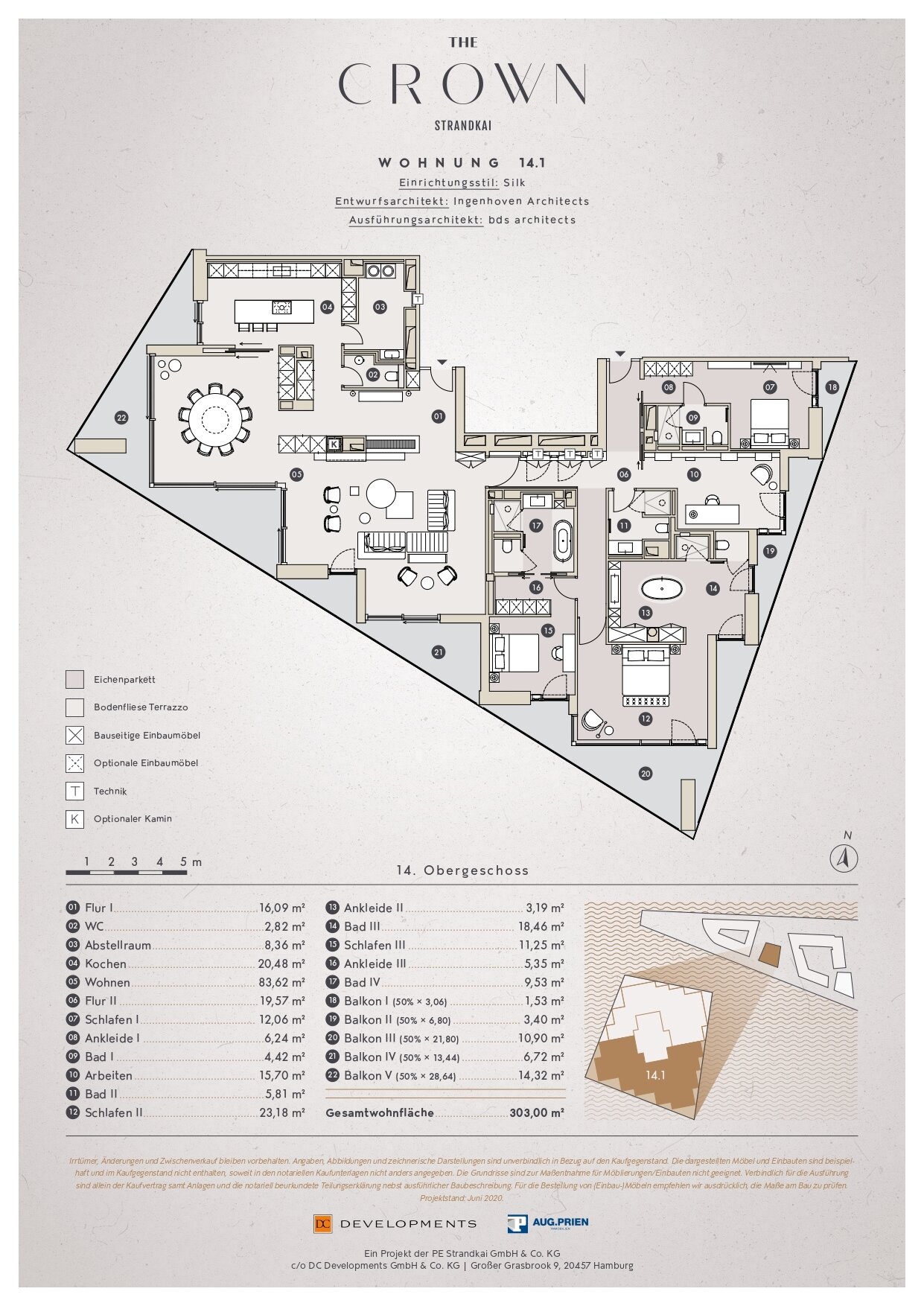 Wohnung zum Kauf provisionsfrei 7.700.000 € 5 Zimmer 302,7 m²<br/>Wohnfläche HafenCity Hamburg, HafenCity 20457