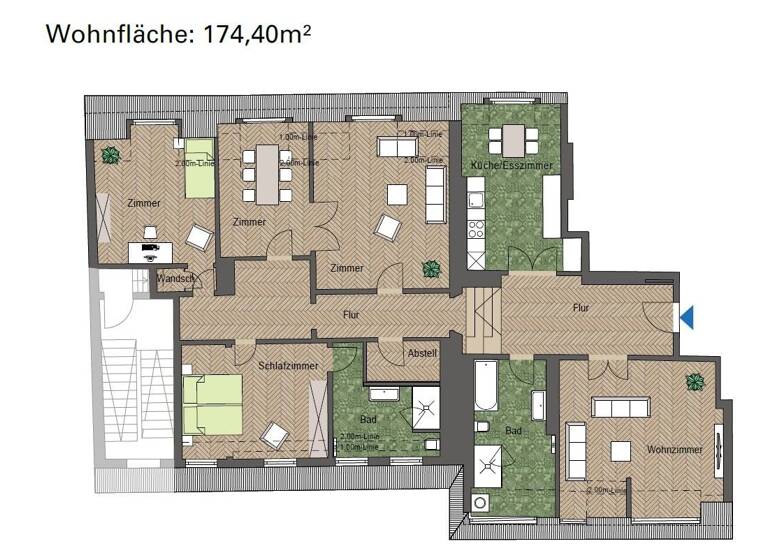 Wohnung zur Miete 3.200 € 5 Zimmer 174,4 m²<br/>Wohnfläche Dachgeschoss, 4.<br/>Geschoss 01.07.2025<br/>Verfügbarkeit Johannesstraße 90 West Stuttgart 70176
