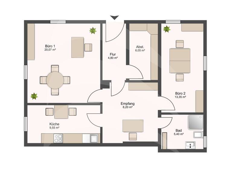 Bürofläche zur Miete 680 € 2 Zimmer 68 m² Bürofläche Peter u. Paul Landshut 84028