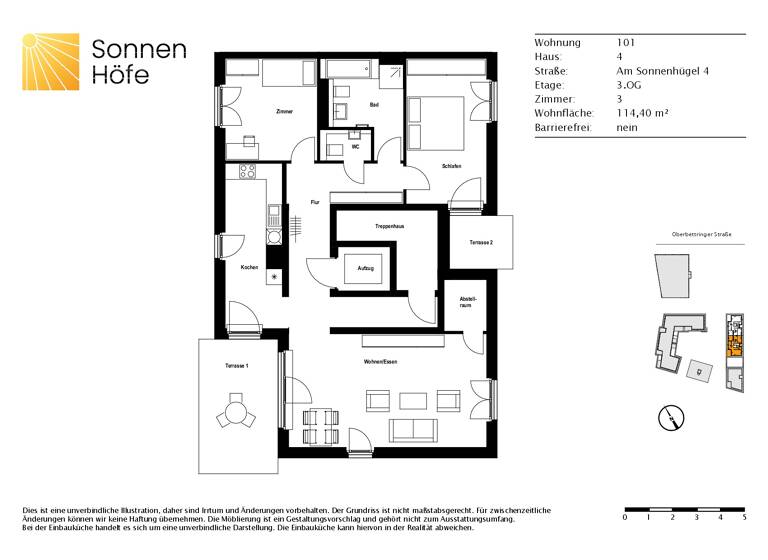 Wohnung zur Miete 1.265 € 3 Zimmer 114,4 m²<br/>Wohnfläche 3.<br/>Geschoss Am Sonnenhügel 4 Schwäbisch Gmünd Schwäbisch Gmünd 73525