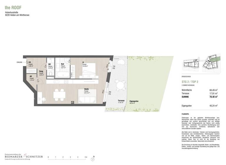 Terrassenwohnung zum Kauf - Erstbezug 415.000 € 2 Zimmer 60,2 m² EG Hubertusstraße Velden am Wörther See 9220