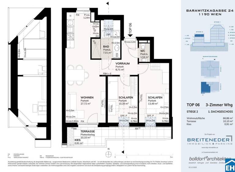 Wohnung zum Kauf - Erstbezug provisionsfrei 543.727 € 3 Zimmer 66,9 m² 5. Geschoss Barawitzkagasse Wien 1190