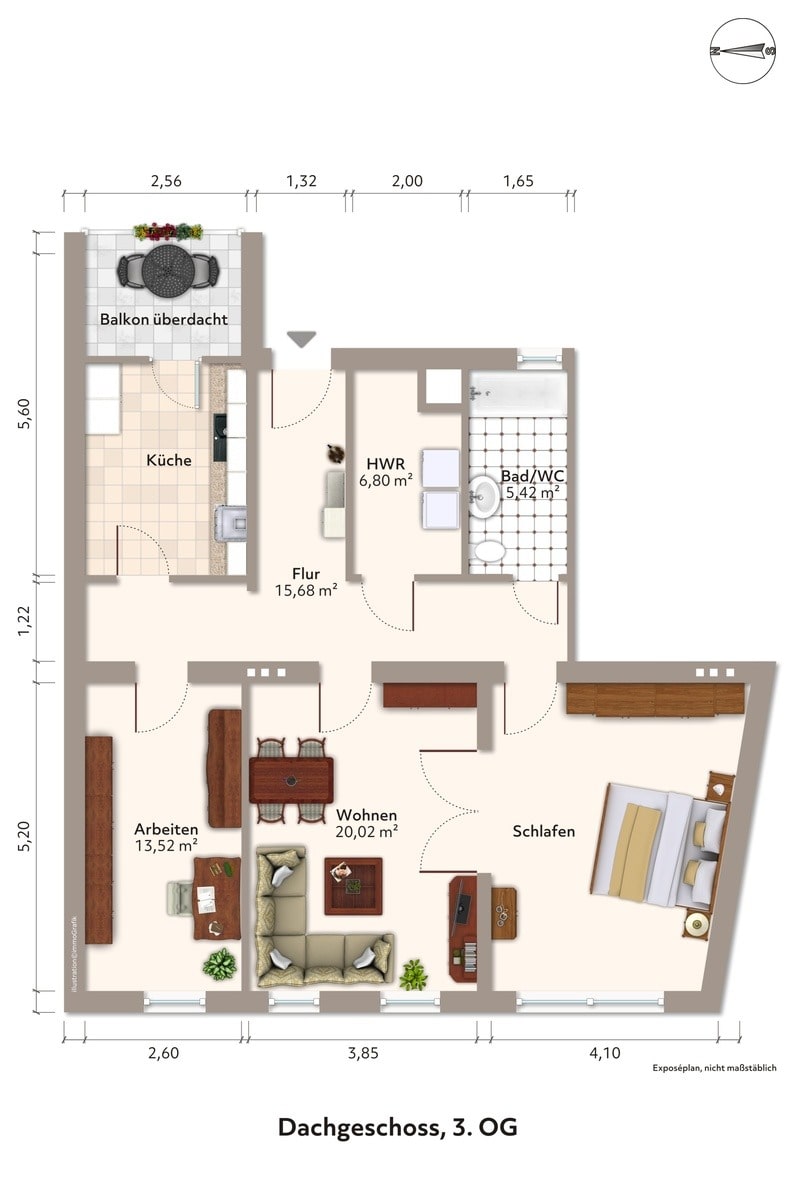 Wohnung zur Miete 585 € 3 Zimmer 90 m²<br/>Wohnfläche 3.<br/>Geschoss ab sofort<br/>Verfügbarkeit Südwall 37 Stendal Stendal 39576