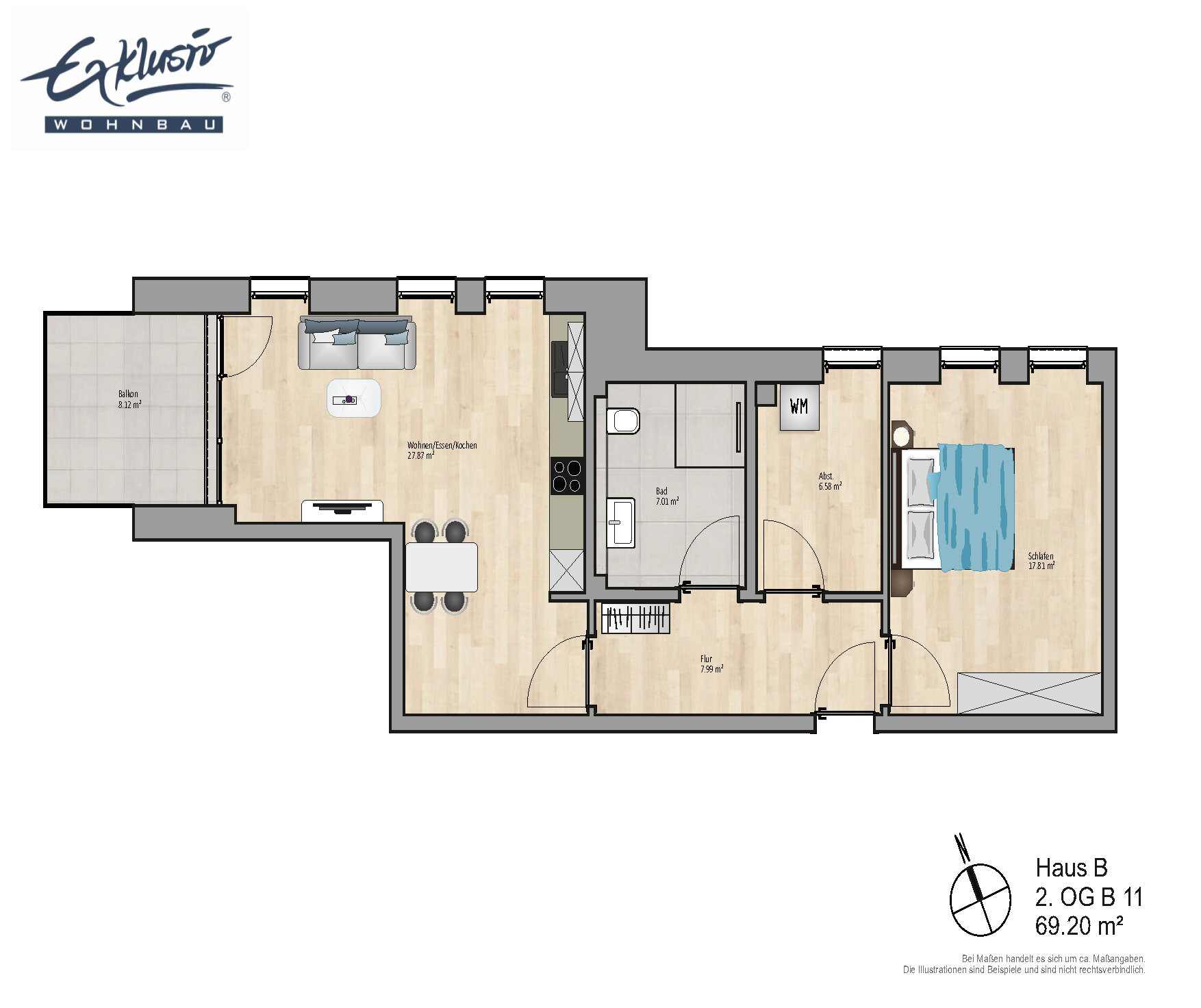 Wohnung zur Miete 690 € 2 Zimmer 69,2 m²<br/>Wohnfläche Bahnweg 2 Westerstede Westerstede 26655